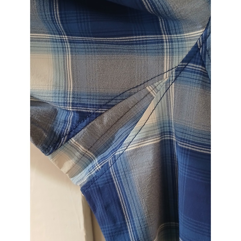 Duluth Trading Co Plaid Long Sleeve Shirt Women's XL Blue Gray Roll Tab Zippers - Picture 5 of 6